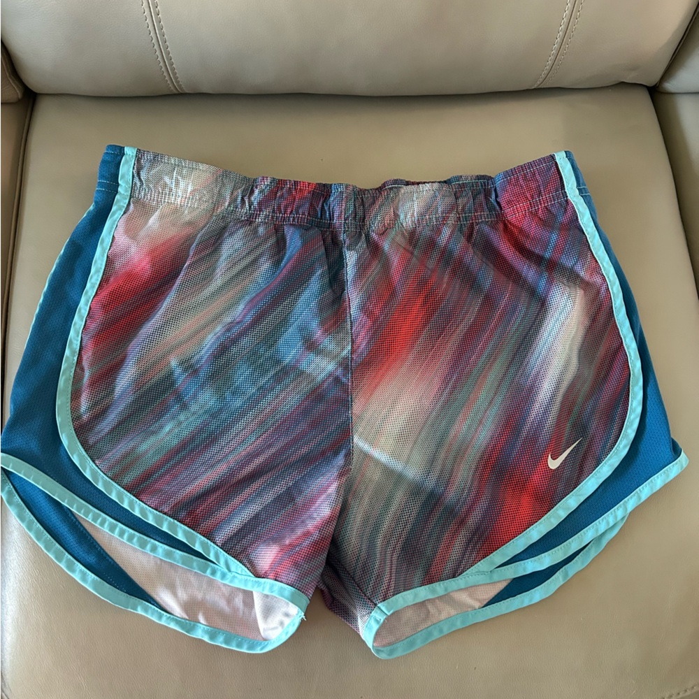 Nike Women’s Multicolor Athletic Shorts with Blue Trim